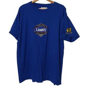 NASCAR Lowes Team Racing Jimmie Johnson #48 Mens XL T Shirt Blue Embroidered